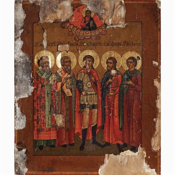Icona raffigurante San Demetrio e alrti santi