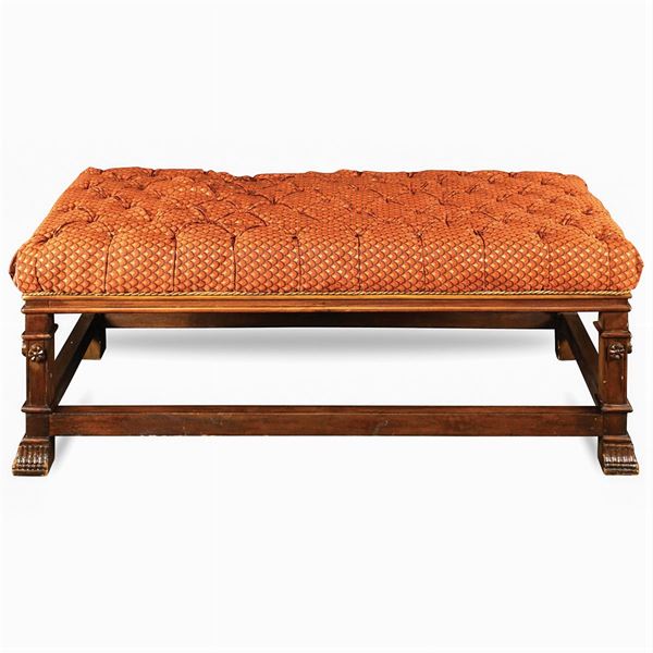 Large poplar tainted walnut bench  (20th century)  - Auction Fine Art From a Tuscan Property - Colasanti Casa d'Aste