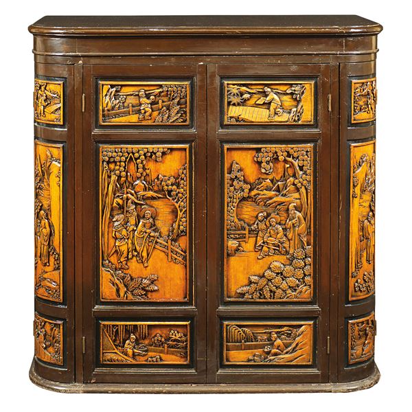 Exotic wood bar cabinet
