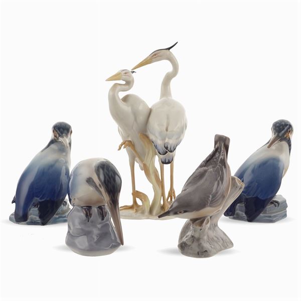 Five porcelain birds  - Auction modern and contamporary art - 20th century decorative arts - Colasanti Casa d'Aste