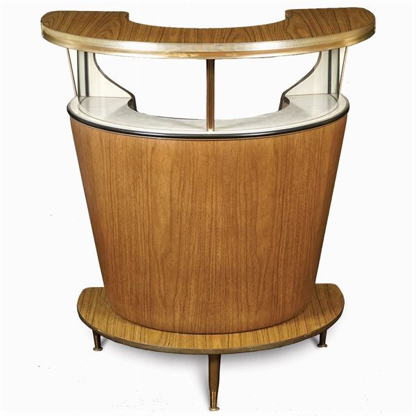 Crescent-shaped bar cabinet