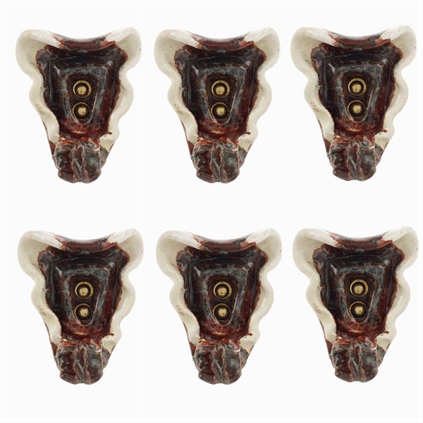 Six ceramic hooks