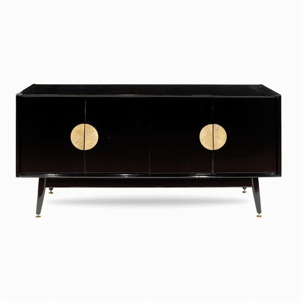 A black lacquered wood sideboard  (France, 20th century)  - Auction modern and contamporary art - 20th century decorative arts - Colasanti Casa d'Aste
