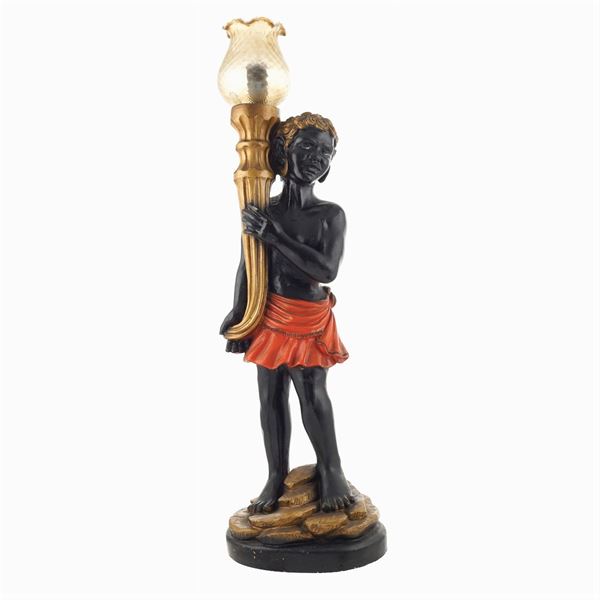 Lampada in legno policromo