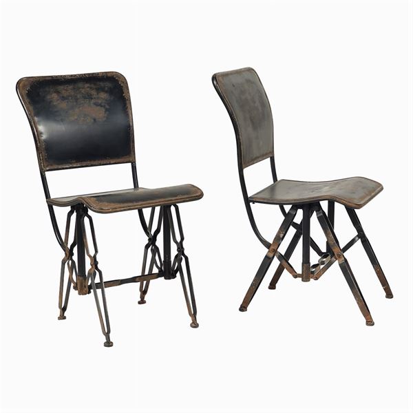 Pair of iron chairs  (20th century)  - Auction modern and contamporary art - 20th century decorative arts - Colasanti Casa d'Aste