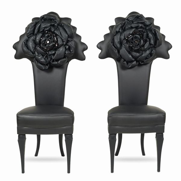 Pair of "Black Flower" chairs