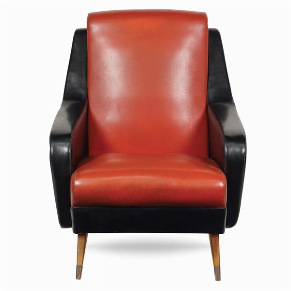 Faux leather armchair