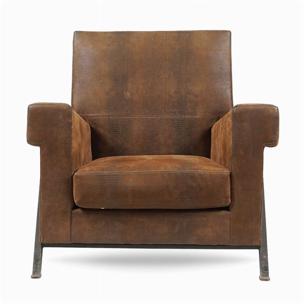 Faux leather armchair