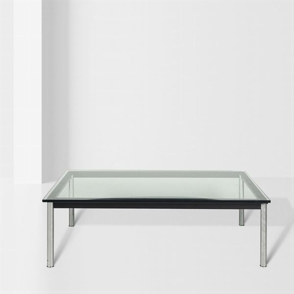 Chromed and glazed steel table