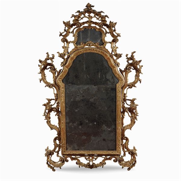 Giltwood mirror  (Italy, 18th century)  - Auction Fine Art From a Tuscan Property - Colasanti Casa d'Aste