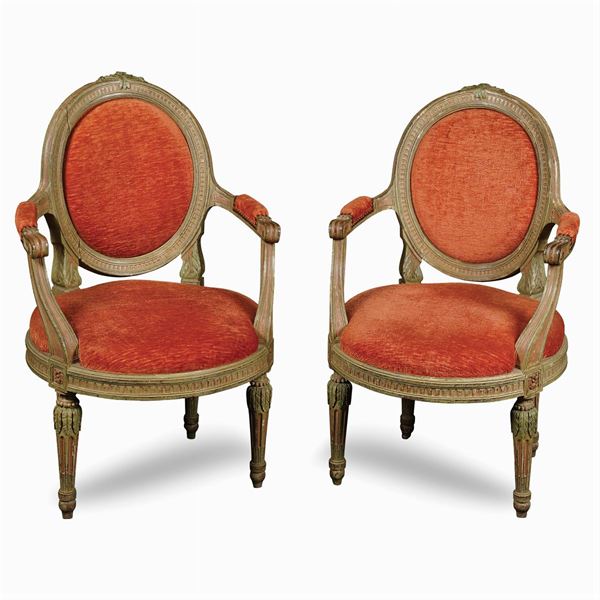 Pair of Louis XVI armchairs  (18th century)  - Auction Fine Art From a Tuscan Property - Colasanti Casa d'Aste