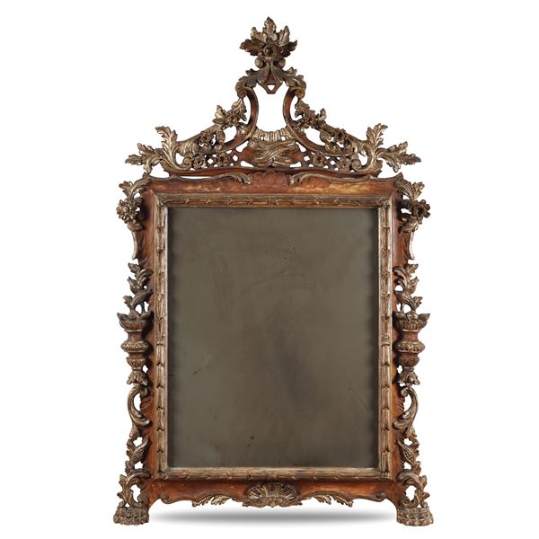 Carved wooden wall mirror