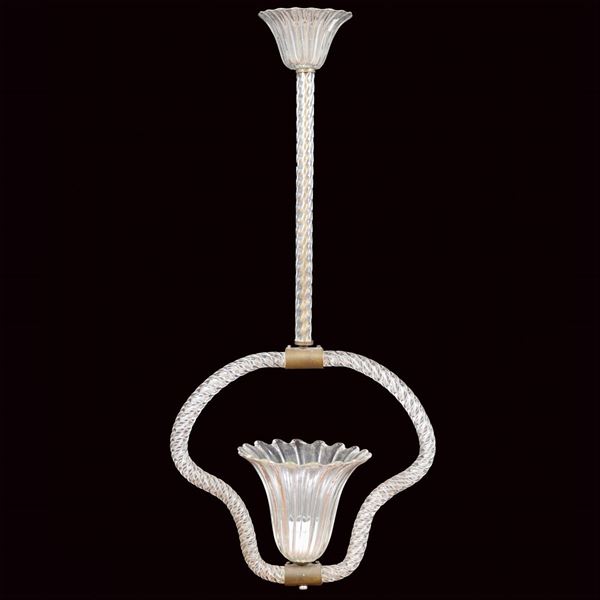 Glass chandelier  (Murano, around 1950)  - Auction modern and contamporary art - 20th century decorative arts - Colasanti Casa d'Aste