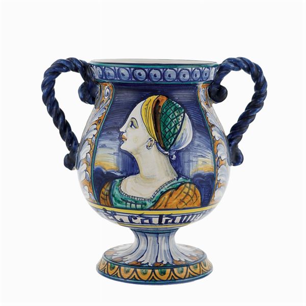 Piccolo vaso ad anfora in ceramica Castelli