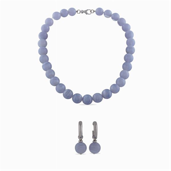 Parure in calcedonio e oro bianco 18kt