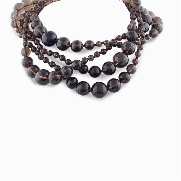 Lunga collana di citrini fumé