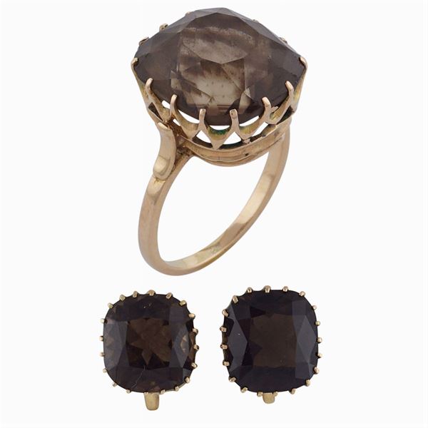 Parure di citrini fumé e oro rosa 18kt