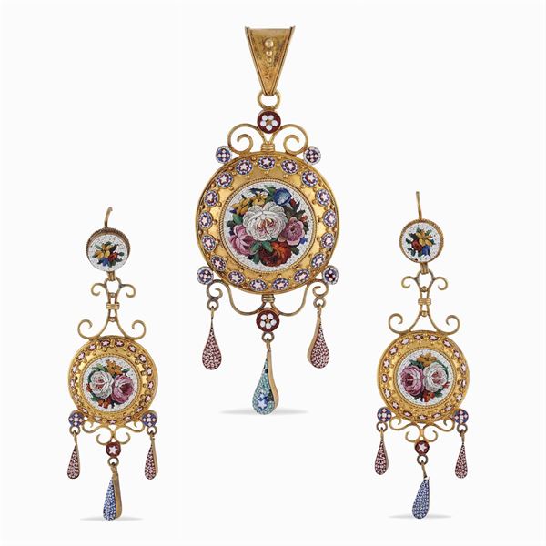 Parure in micromosaico e oro giallo 18kt