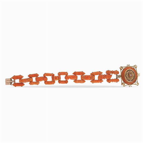 Bracciale in corallo sciacca e oro rosa