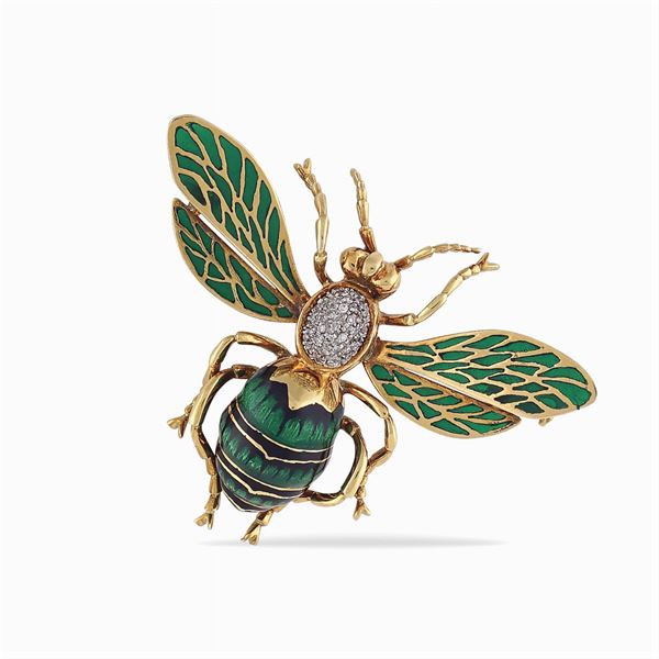 Spilla ape in oro giallo 18kt