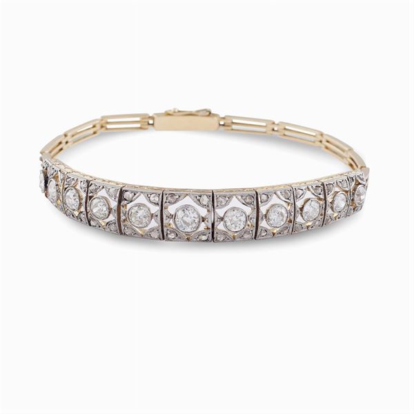 Bracciale Decò in platino e oro rosa