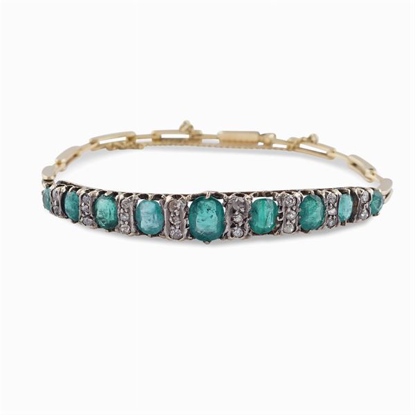 Bracciale Decò in platino e oro giallo