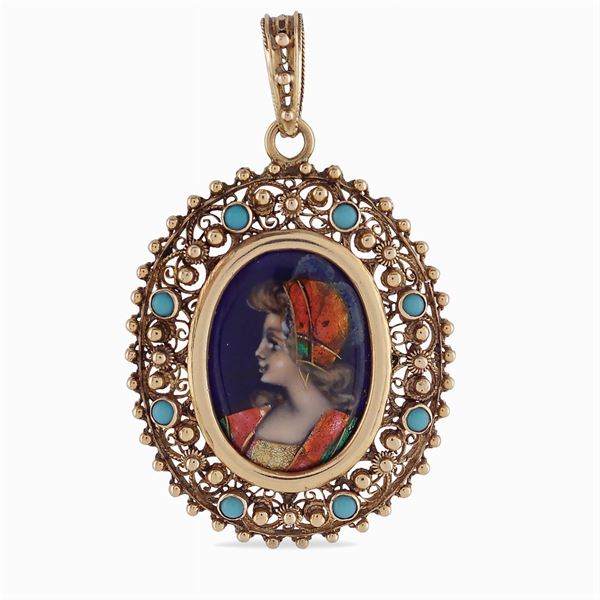 Pendente ovale in oro giallo 18kt  - Asta GIOIELLI E OROLOGI  - Colasanti Casa d'Aste