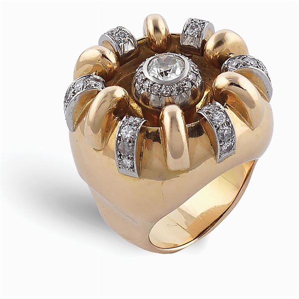 Anello in oro rosa 18kt e platino