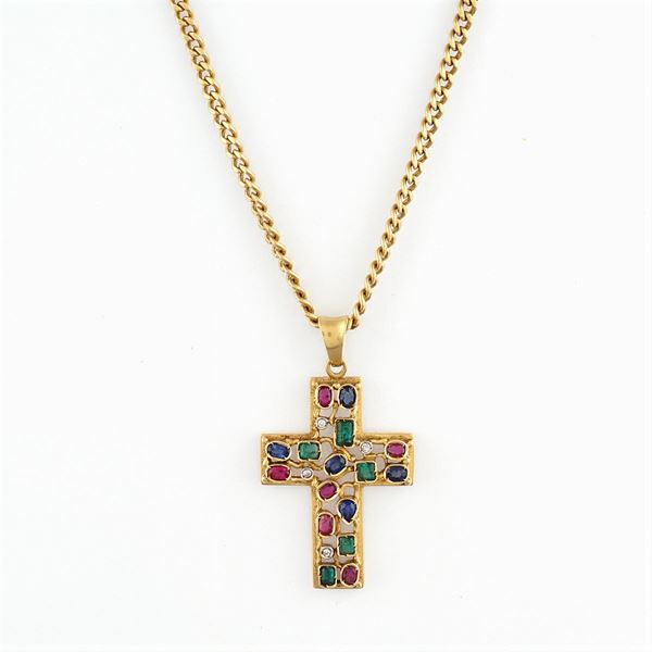 Pendente croce in oro giallo 18kt