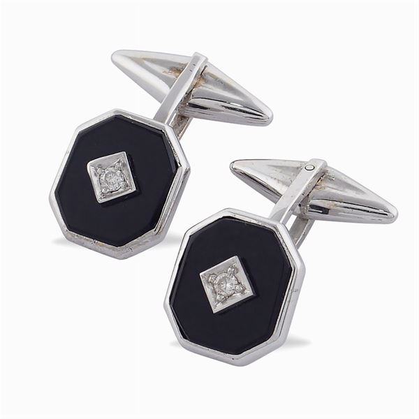 Gemelli ottagonali in oro bianco 18kt