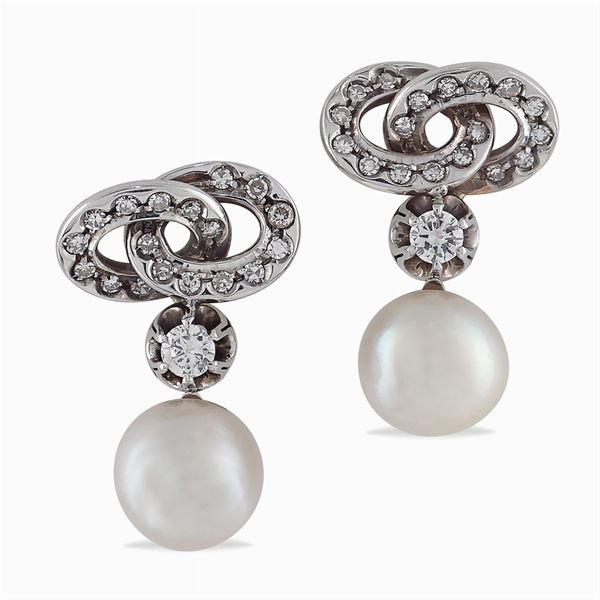 18kt white gold lobe earrings  (1940/50ies)  - Auction Jewels AND Watches - Colasanti Casa d'Aste