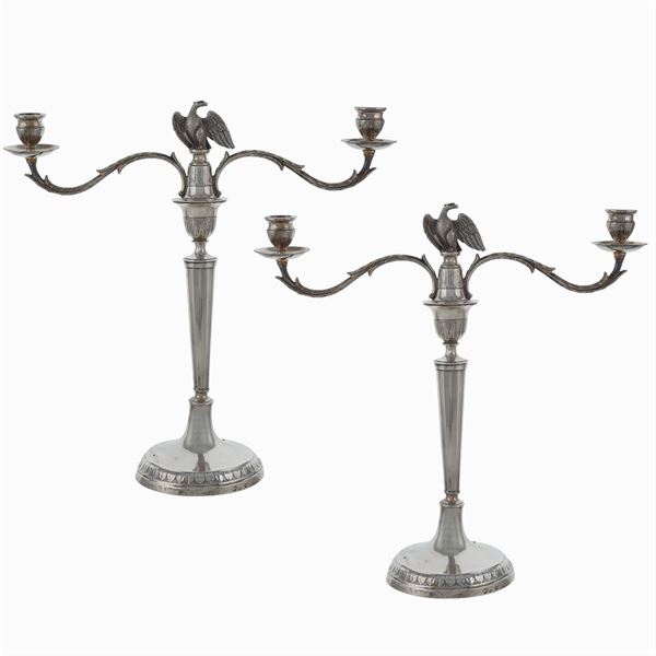 Carlo Preda - Pair of silver candelabra