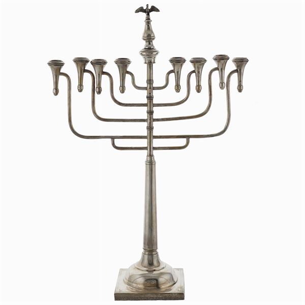 Nine lights silver Menorah
