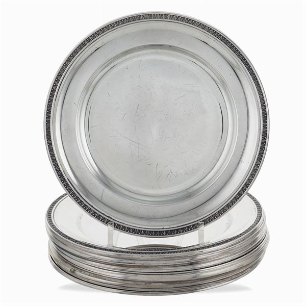 Twelve silver dessert plates