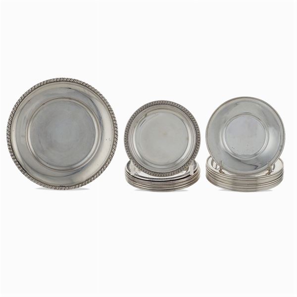 Group of 22 silver glass coasters
