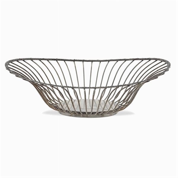 Pierced silver bread basket