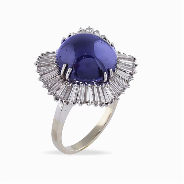 Anello in oro bianco 18kt con zaffiro naturale