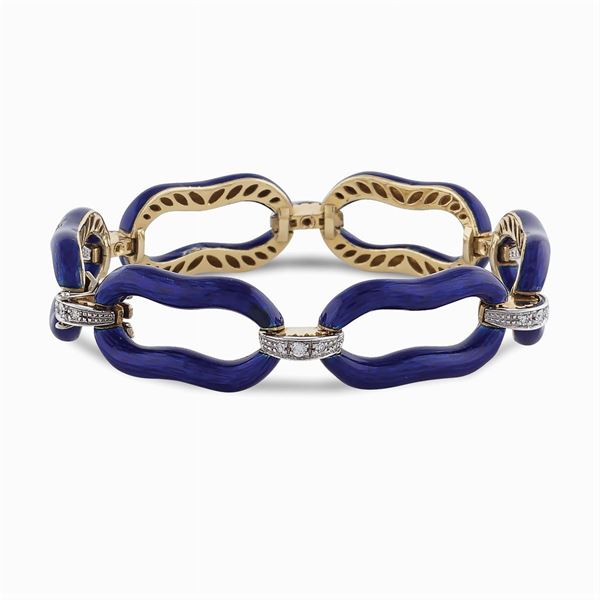 18kt gold and blue enamel bracelet