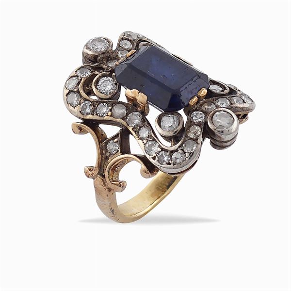 Anello in oro rosa e argento