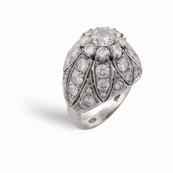 Anello a trombino in oro bianco 18kt