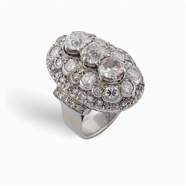 Anello a losanga in oro bianco 18kt