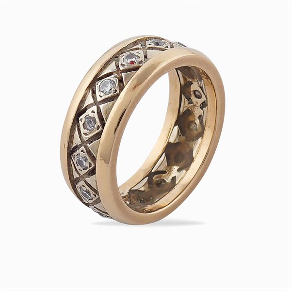 Anello fede in oro rosa e bianco 18kt