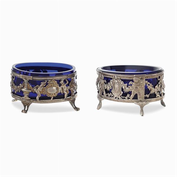 Pair of silver salt cellars