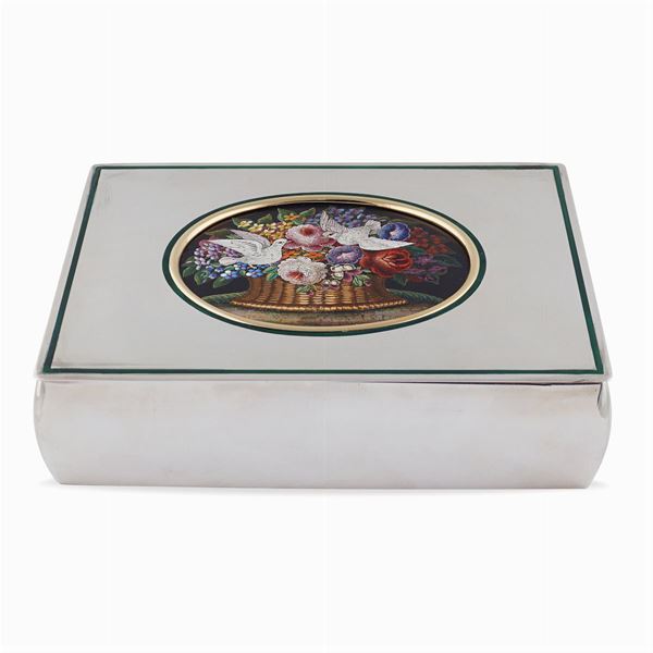 Silver box with micromosaic plate