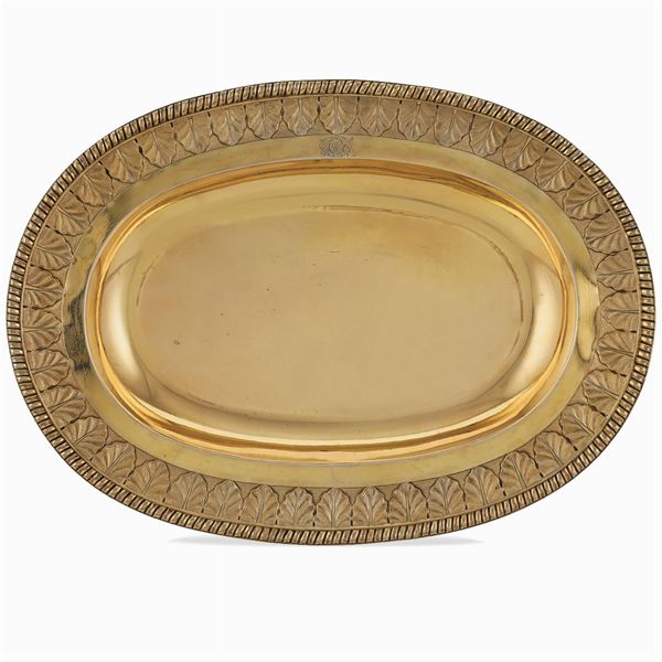 Vermeil silver oval tray