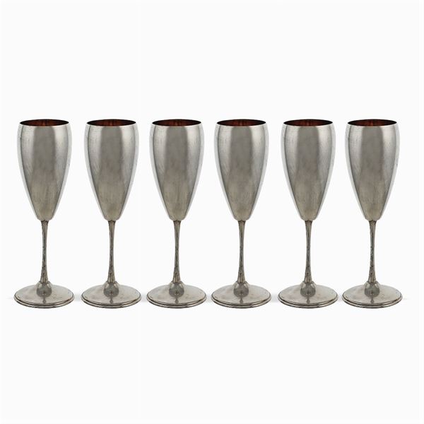 Six silver flutes  (Italy, 20th century)  - Auction FINE SILVER AND TABLEWARE - Colasanti Casa d'Aste