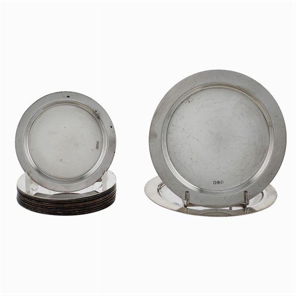 Fourteen small silver plated metal plates
