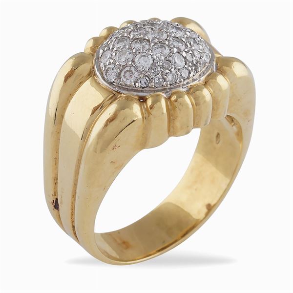 Anello in oro giallo e bianco 18kt