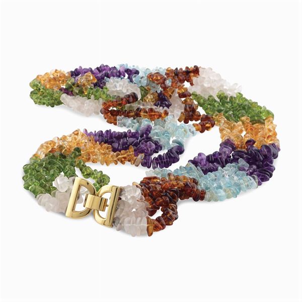 Multicolor tourmalines torchon necklace