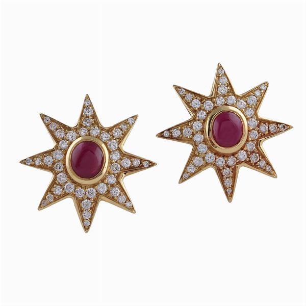 18kt gold star shaped earrings  - Auction Jewels AND Watches - Colasanti Casa d'Aste